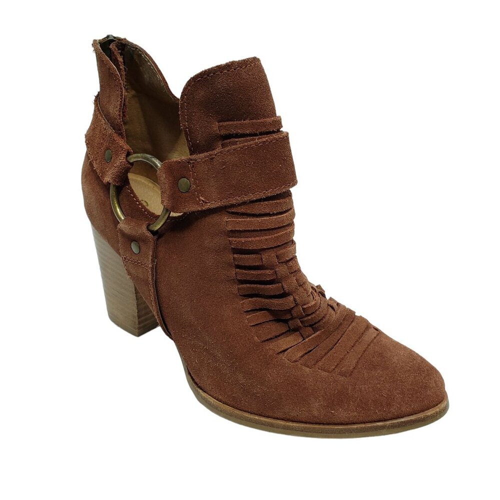 Seychelles Impossible Harness Cognac Suede Ankle‎ Boot Women's Size 7
